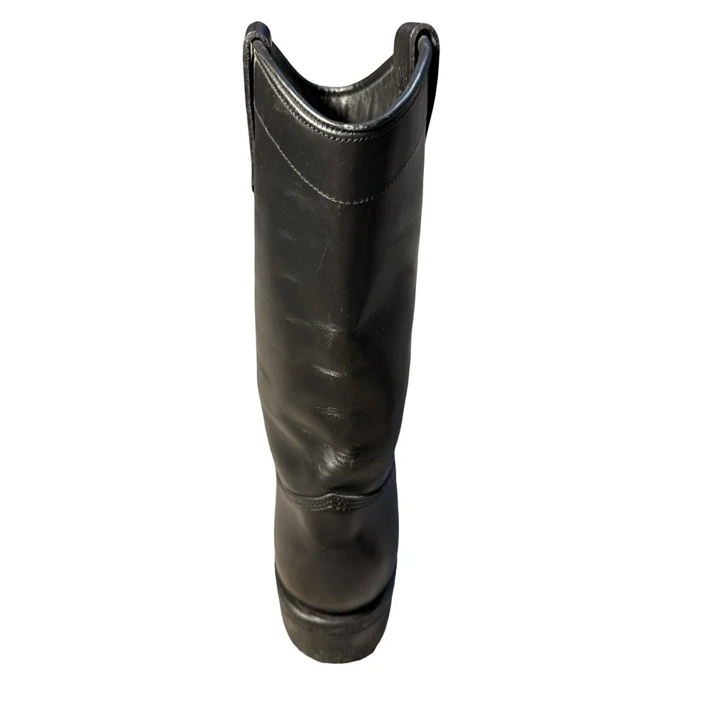 Dayton Black Beauty Motorcycle Boots Vintage - Sz 10.5 Chromexcel Triple-Sole